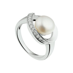 ring parel en zirkonia zilver gerhodineerd
