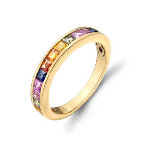 ring regenboog saffier 14K geelgoud