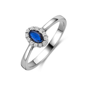 ring saffier zirkonia zilver gerhodineerd