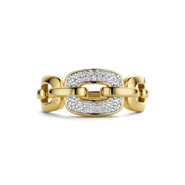 ring schakel diamant 0.16ct h si 14K geelgoud - Afbeelding 3
