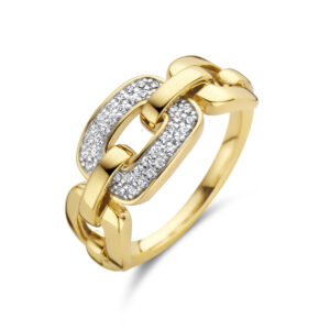 ring schakel diamant 0.16ct h si 14K geelgoud