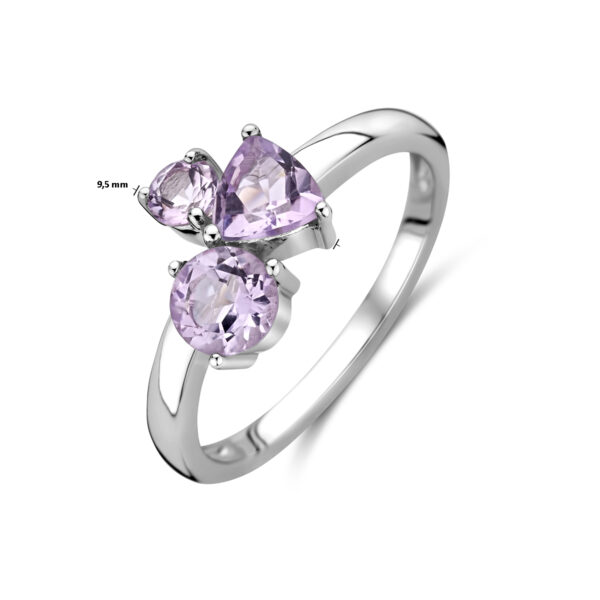 ring trilogie amethist zilver gerhodineerd - Afbeelding 4