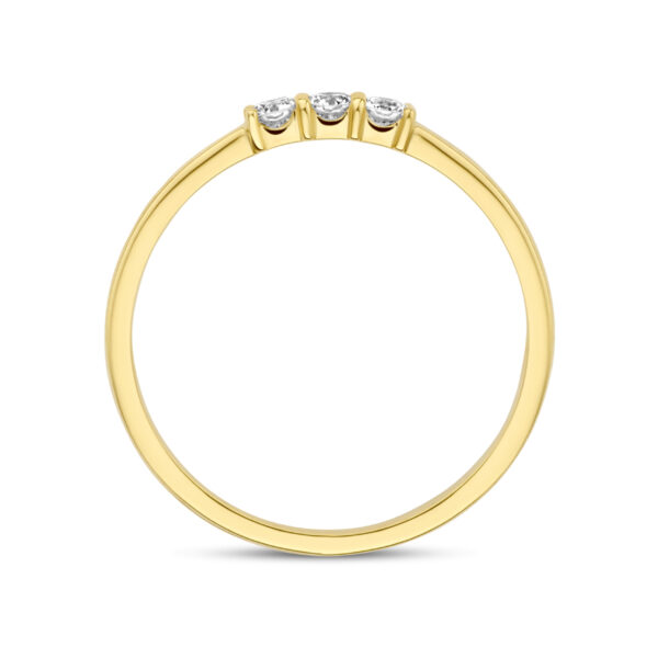 ring trilogie diamant 0.15ct h si 14K geelgoud - Afbeelding 3