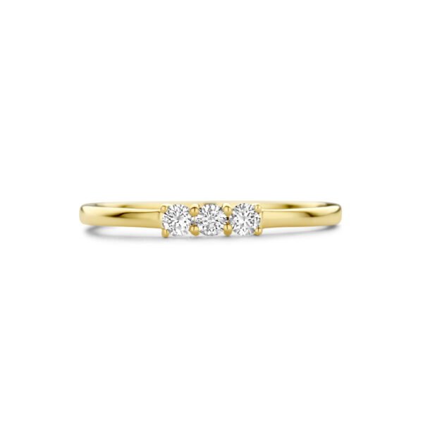 ring trilogie diamant 0.15ct h si 14K geelgoud - Afbeelding 4