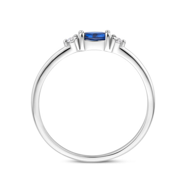 ring wit en blauw zirkonia zilver gerhodineerd - Afbeelding 3