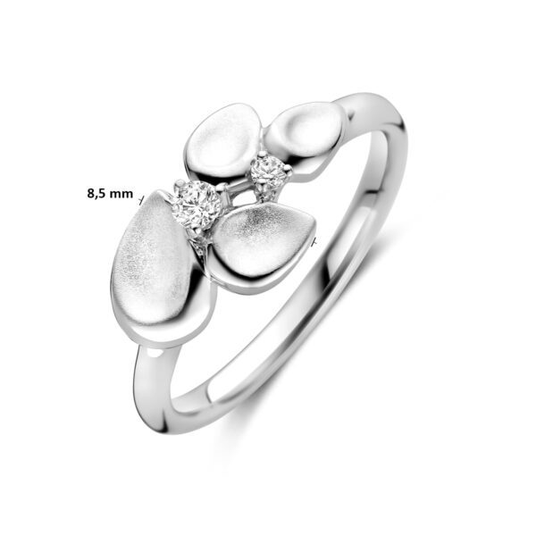 ring zirkonia poli/mat zilver gerhodineerd - Afbeelding 4