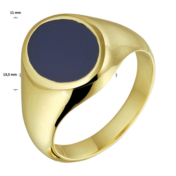 zegelring massief lagensteen 11 x 8mm 14K geelgoud - Afbeelding 2