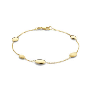 armband 19 cm poli/mat 14K geelgoud