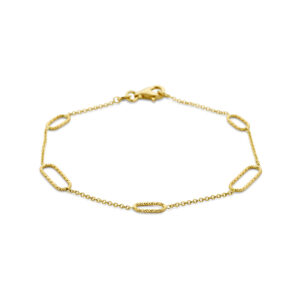 armband gediamanteerd 19 cm 14K geelgoud