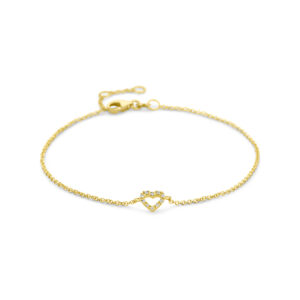 armband hart en diamant 16,5 - 17,5 - 18,5 cm 0.04ct h si 14K geelgoud