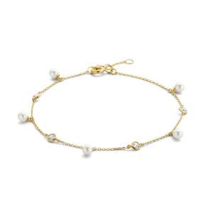 armband parel en zirkonia 16 - 17 - 18 cm 14K geelgoud