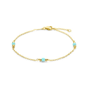 armband turquoise 1,2 mm 14K geelgoud