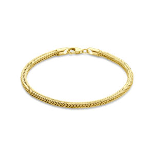armband vossestaart massief 3,5 mm 19 cm Silgold (geel met zilverkern)