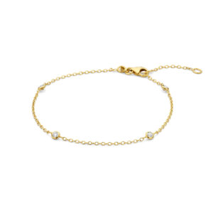 armband zirkonia 17 - 19 cm 14K geelgoud