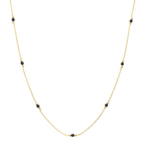 collier bolletjes onyx 1,2 mm 14K geelgoud