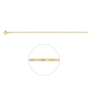 collier figaro 1,5 mm 37 + 5 cm 14K geelgoud