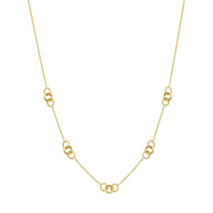 collier rondjes gediamanteerd 45 cm 14K geelgoud