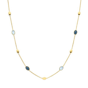 collier sky blue topaas en london blue topaas 45 cm 14K geelgoud