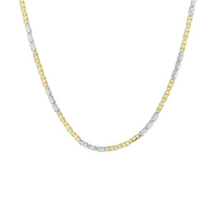 collier valkenoog met tussenstuk 2,1 mm 45 cm 14K bicolor goud geel/wit