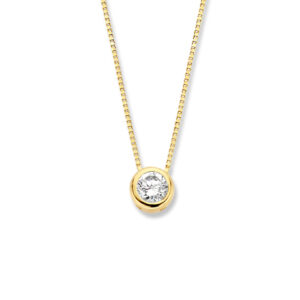 collier zirkonia 40 + 2 cm 14K geelgoud