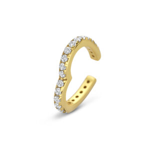 ear cuff hartje zirkonia 13,5 mm zilver verguld (geel)