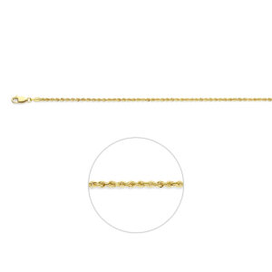 enkelbandje koord 2,0 mm 26 - 28 cm 14K geelgoud