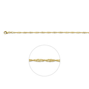 enkelbandje singapore 2,3 mm 24 + 2 cm 14K geelgoud