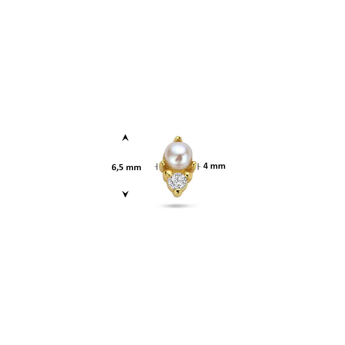 flat back piercing parel en zirkonia 6,5 mm 1 micron zilver verguld (geel) - Afbeelding 4