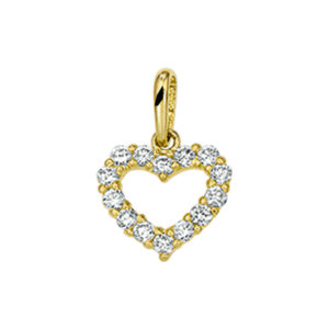 hanger hart zirkonia 14K geelgoud