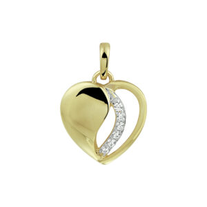 hanger hart zirkonia bicolor gestift 14K geelgoud