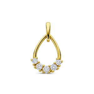 hanger lab grown diamant 0.32ct f vs 21 mm 14K geelgoud