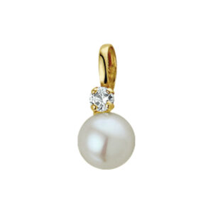 hanger parel en zirkonia 6 mm 14K geelgoud