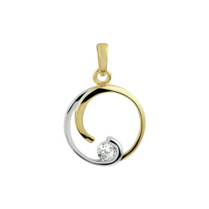 hanger rond zirkonia bicolor gestift 23 mm 14K geelgoud