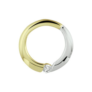 hanger rondje zirkonia bicolor gestift 15 mm 14K geelgoud