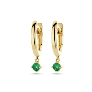 klapoorringen smaragd 14K geelgoud