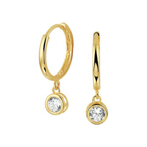 klapoorringen zirkonia 14K geelgoud