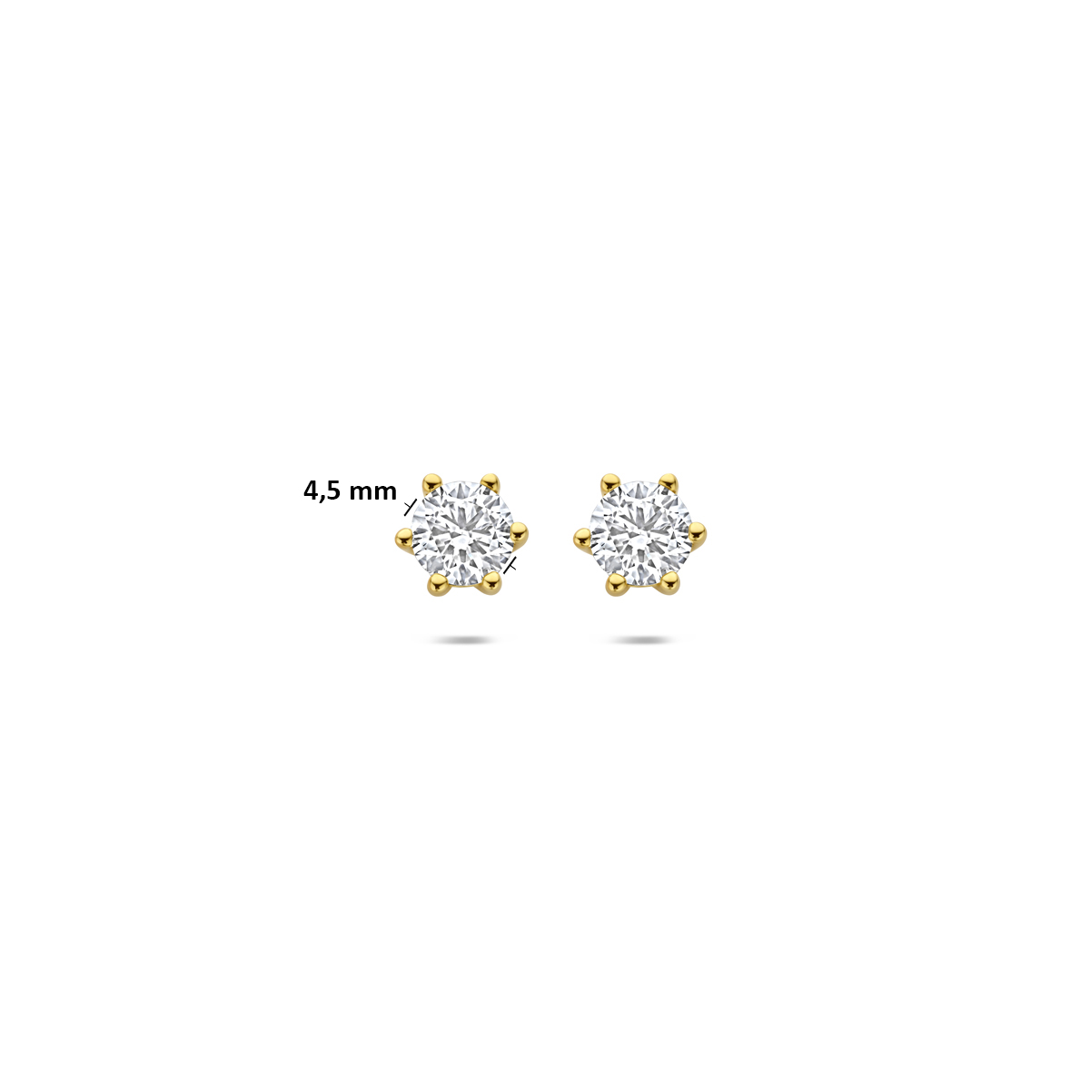 oorknoppen lab grown diamant 0.75ct (2x 0.375ct) f vs 4,5 mm 14K geelgoud - Afbeelding 4