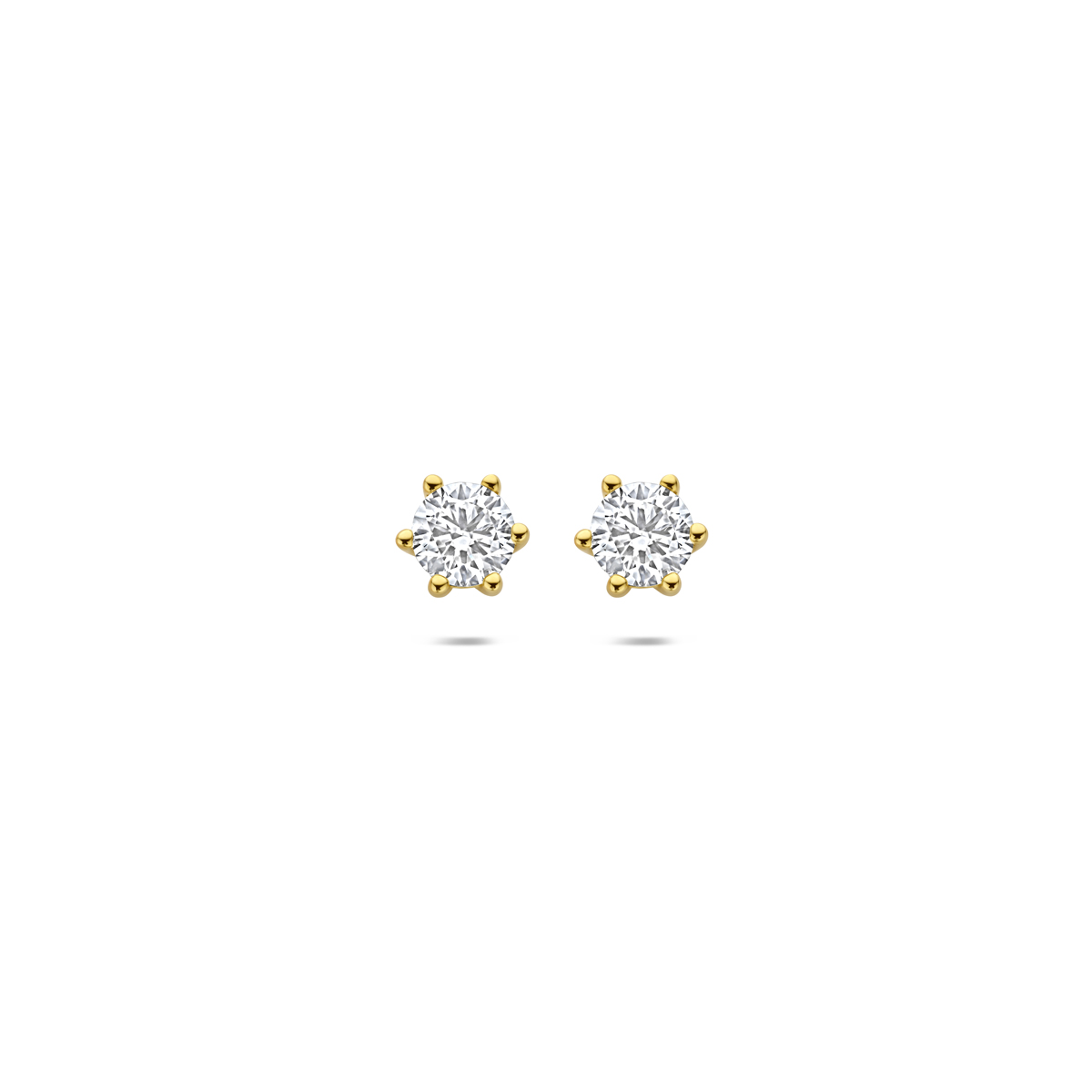 oorknoppen lab grown diamant 0.75ct (2x 0.375ct) f vs 4,5 mm 14K geelgoud