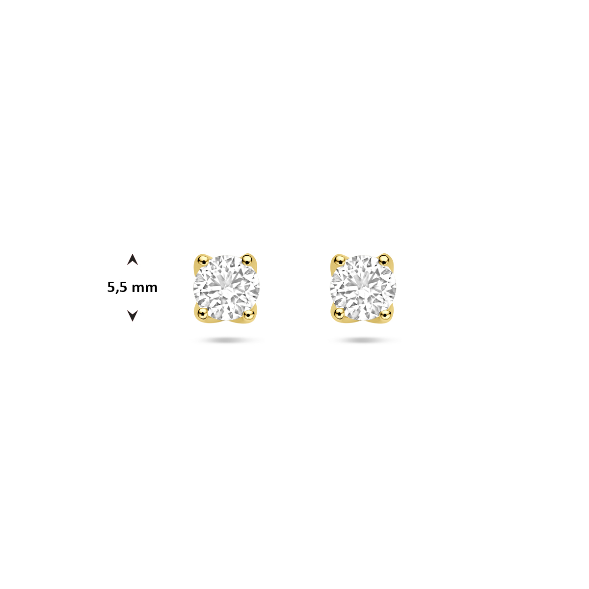 oorknoppen lab grown diamant 1.0ct (2x 0.50ct) h si 5,5 mm 14K geelgoud - Afbeelding 4