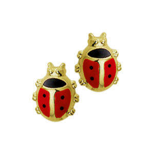 oorknoppen lieveheersbeestje 14K geelgoud