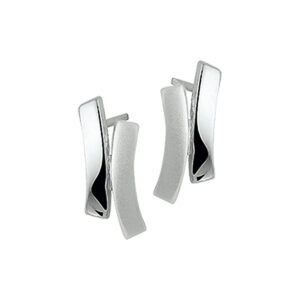 oorknoppen poli/mat 14K witgoud