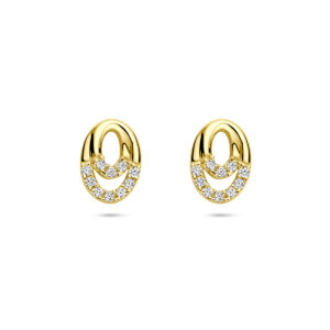 oorknoppen zirkonia 8 mm 14K geelgoud