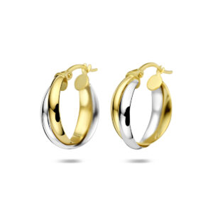 oorringen 18,5 mm 14K bicolor goud geel/wit
