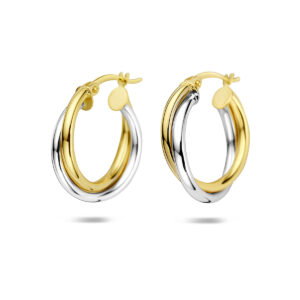 oorringen 21 mm 14K bicolor goud geel/wit