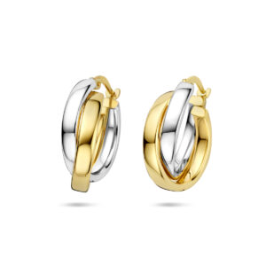 oorringen 21 mm 14K bicolor goud geel/wit