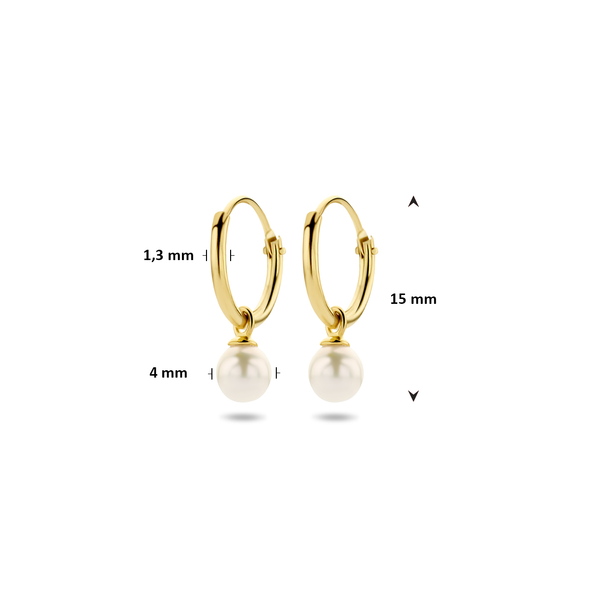 oorringen met hangers zoetwaterparel 15 mm 14K geelgoud - Afbeelding 4