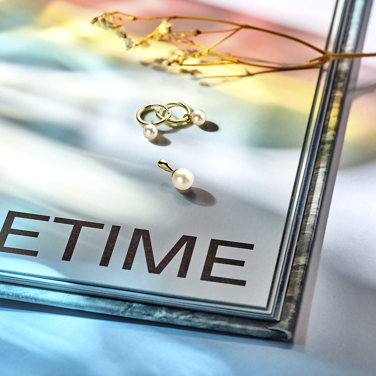 oorringen met hangers zoetwaterparel 15 mm 14K geelgoud - Afbeelding 5