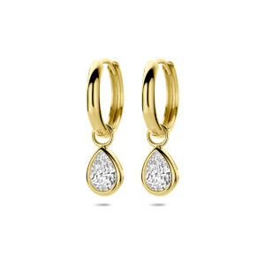 oorringen zirkonia 21 mm 14K geelgoud