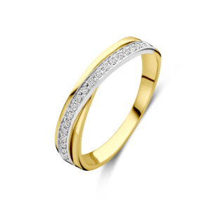 ring diamant 0.13ct h si 14K bicolor goud geel/wit