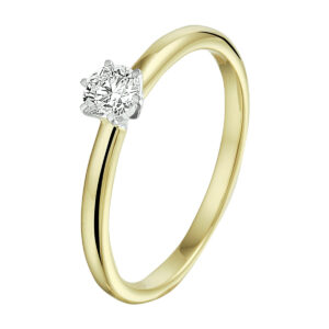 ring diamant 0.20ct h si 14K bicolor goud geel/wit